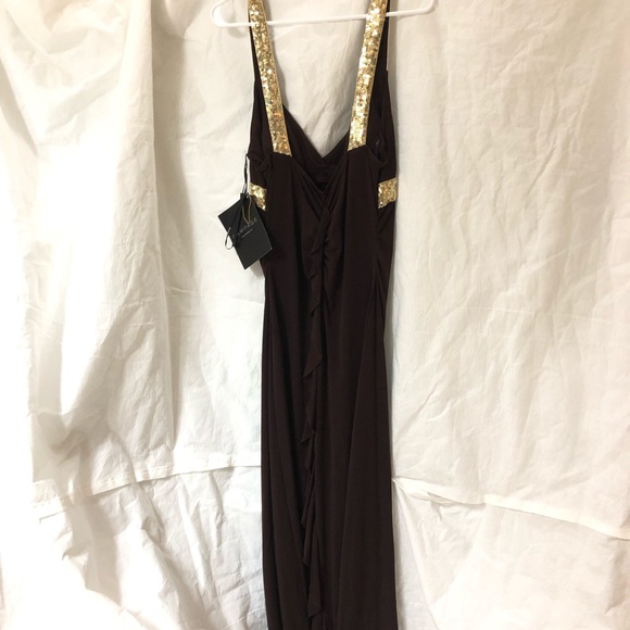 Brown and gold sequined floor length gown - Picture 7 of 7